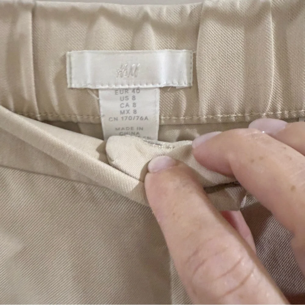 H&M tan linen-blend wide leg pant